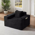 Modern Corduroy Single-Seat Sofa with Cup Holder, Comfy Deep Seat Chair for Compact Living Rooms, Apartments, and Offices-Panipeachy