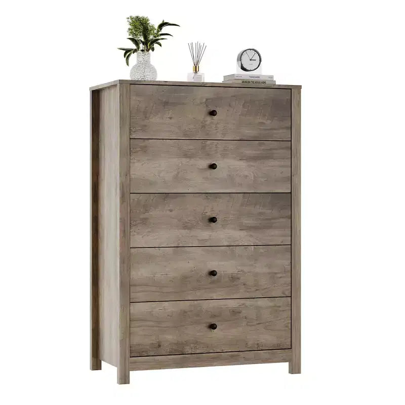 Cassettiera a 5 cassetti in legno per camera da letto, Comò moderno semplice, Organizzatore di archiviazione moderno per soggiorno, ingresso, mobili per la casa