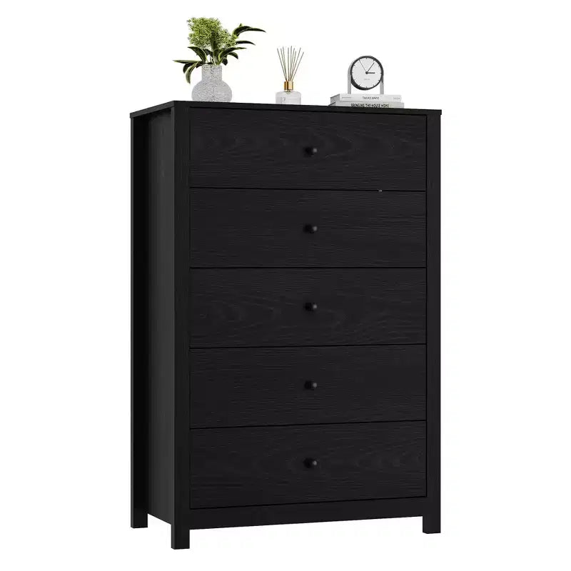Cassettiera a 5 cassetti in legno per camera da letto, Comò moderno semplice, Organizzatore di archiviazione moderno per soggiorno, ingresso, mobili per la casa