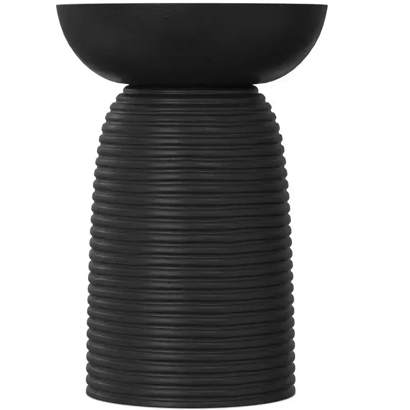 Tavolino d'accento Willis contemporaneo a coste in legno massello di mango, larghezza 33 cm, assemblato