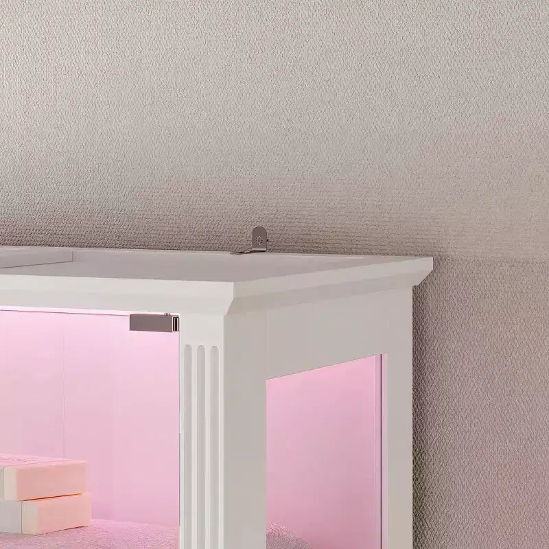 Mobile colonna da bagno autoportante Famapy con LED a 7 colori + ripiani in vetro temperato + ante + cassetto, mobiletto portaoggetti da bagno impermeabile