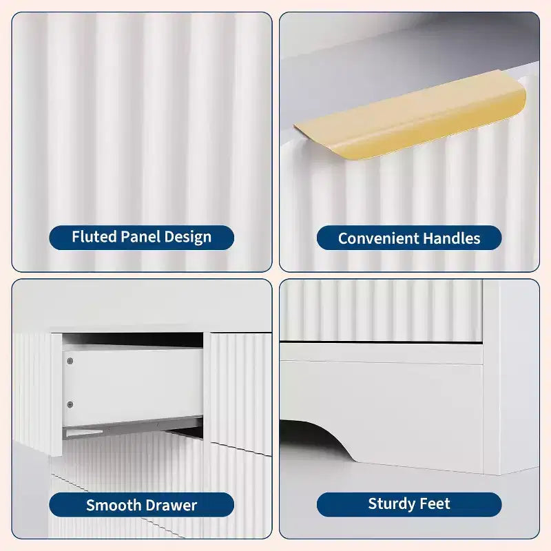 Mobile TV scanalato 47" - Porta TV in legno con 6 cassetti, Consolle multimediale moderna per TV da 32-85 pollici, Mobili per soggiorno
