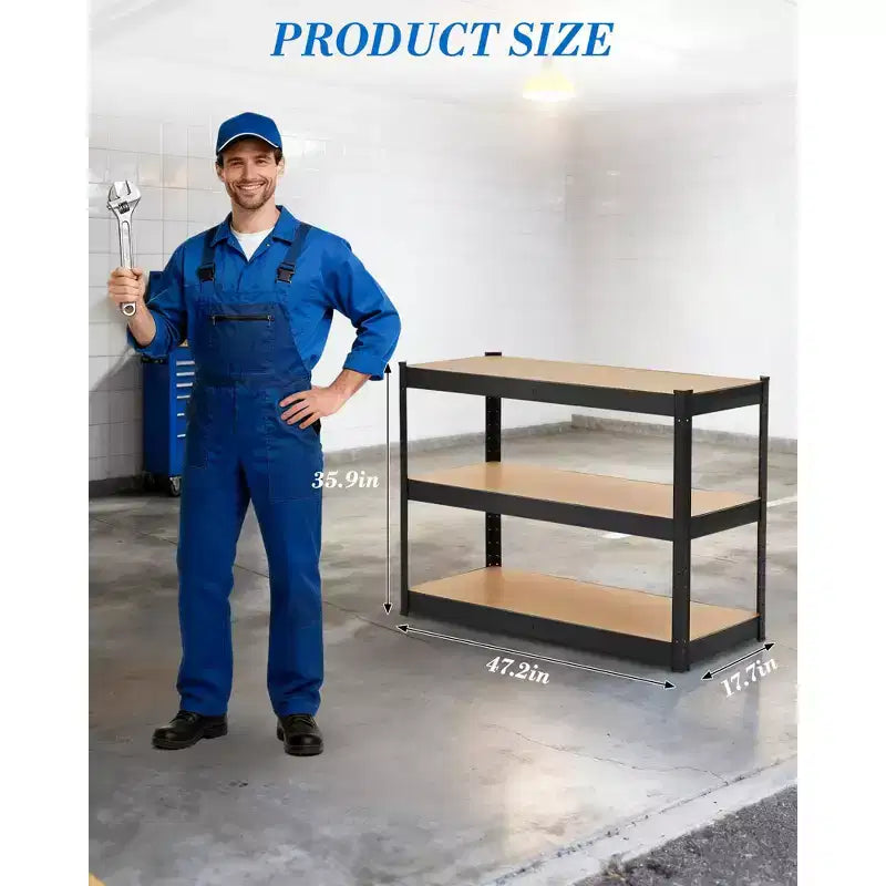 COZONY Scaffalature da Garage a 3 Livelli Regolabili Scaffali Portaoggetti in Metallo Resistenti con Capacità di 600 kg