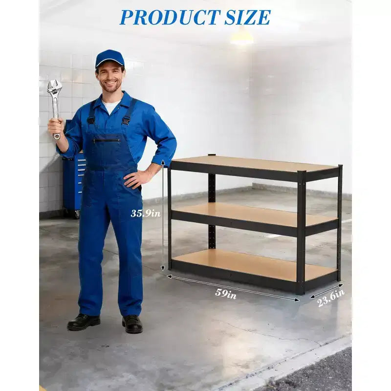 COZONY Scaffalature da Garage a 3 Livelli Regolabili Scaffali Portaoggetti in Metallo Resistenti con Capacità di 600 kg