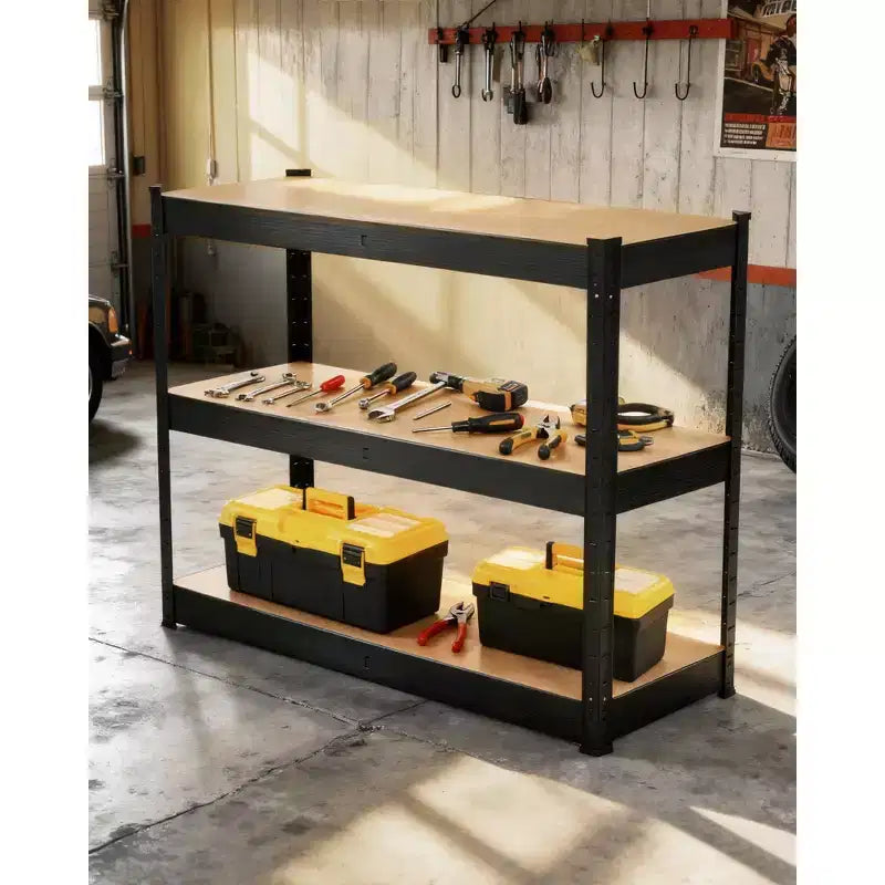 COZONY 3 Tier Adjustable Garage Shelving Units Heavy Duty Metal Utility Rack Storage Shelves Freestanding Shelf 1320 Lbs Capacity
