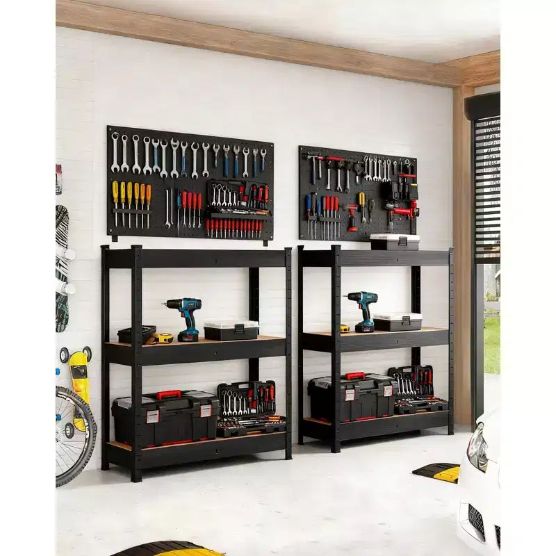 COZONY Scaffalature da Garage a 3 Livelli Regolabili Scaffali Portaoggetti in Metallo Resistenti con Capacità di 600 kg