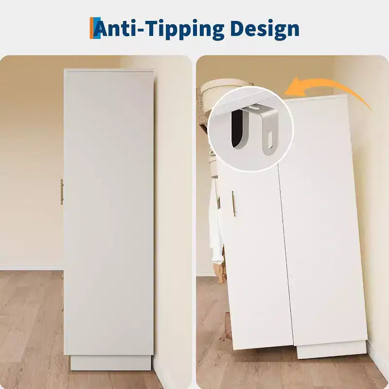 Armadio alto 71" con luce LED e 3 ante, grande armadio contenitore in legno con 2 cassetti, per grandi spazi, camera da letto