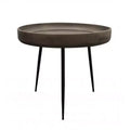 HomeRoots 18 Black And Gray Solid Wood And Iron Round End Table