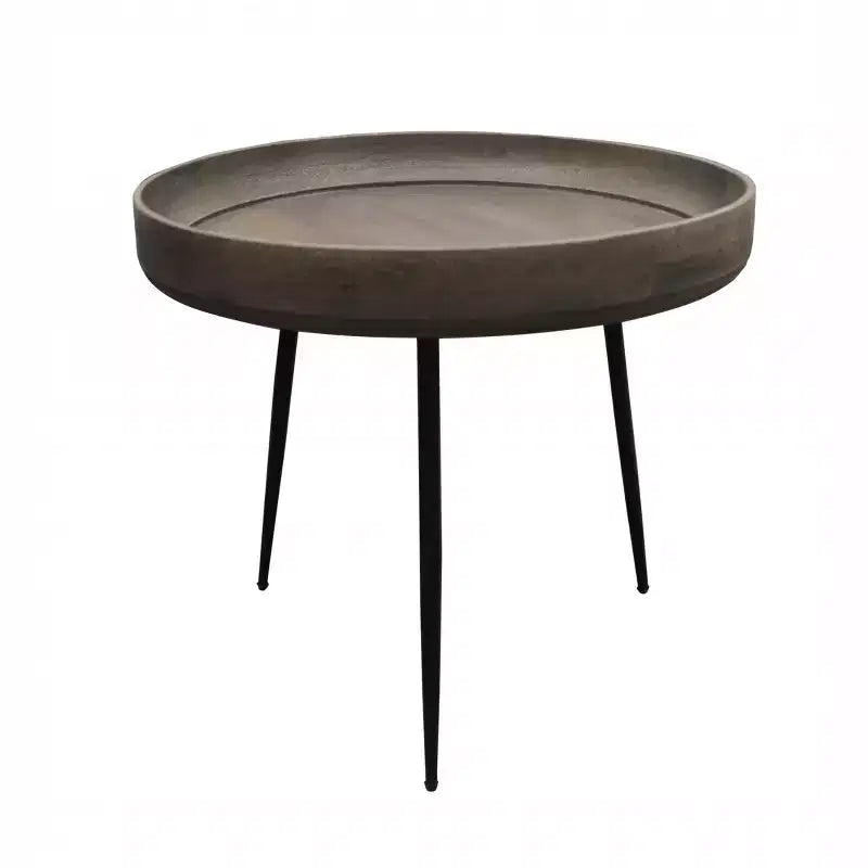 HomeRoots 18 Tavolino Rotondo Nero E Grigio In Legno Massello E Ferro
