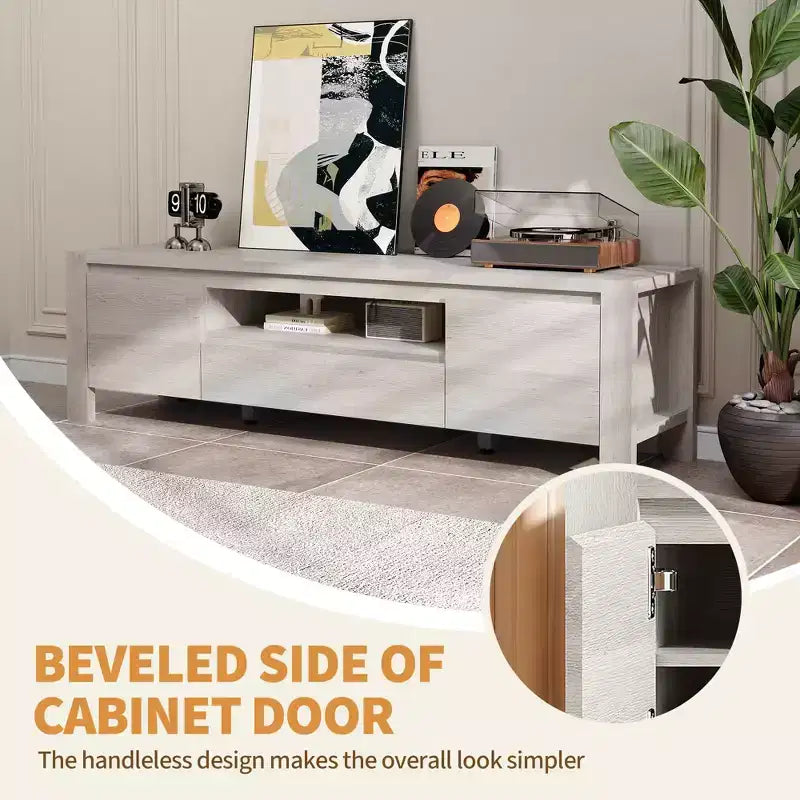 Mobile porta TV con gestione cavi - Ante dell'armadio e ripiani regolabili, console multimediale multi-scena per soggiorno e camera da letto