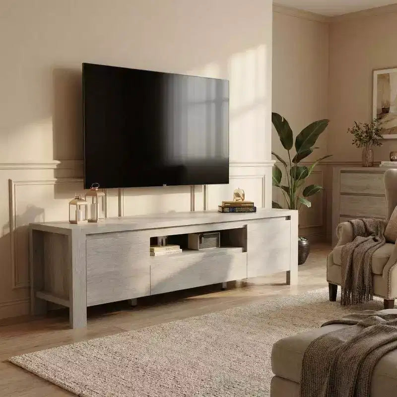 Mobile porta TV con gestione cavi - Ante dell'armadio e ripiani regolabili, console multimediale multi-scena per soggiorno e camera da letto