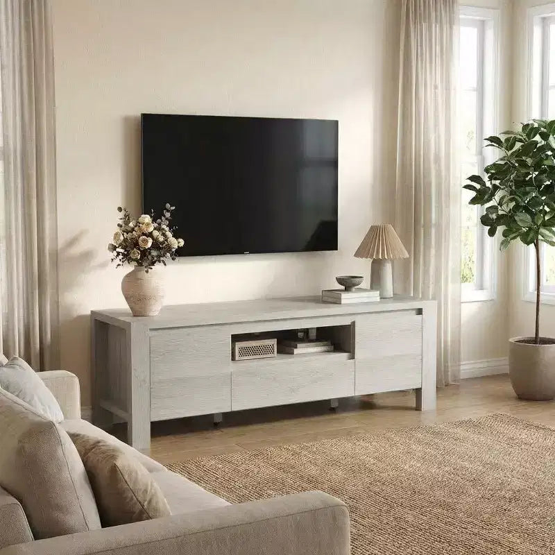 Mobile porta TV con gestione cavi - Ante dell'armadio e ripiani regolabili, console multimediale multi-scena per soggiorno e camera da letto