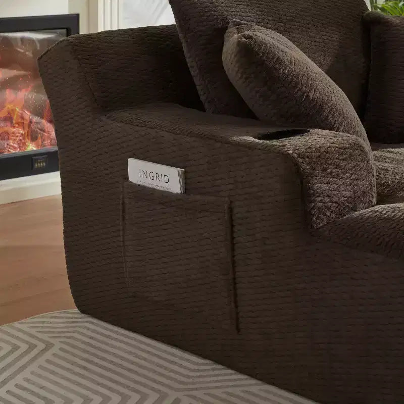 Divano Letto Oversize in Pelliccia Sintetica con 2 Cuscini, Moderna Chaise Longue per Soggiorno o Appartamento, Nessun Montaggio-Panipeachy