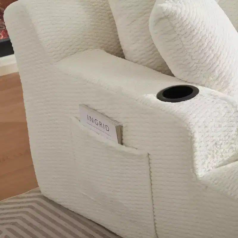Divano Letto Oversize in Pelliccia Sintetica con 2 Cuscini, Moderna Chaise Longue per Soggiorno o Appartamento, Nessun Montaggio-Panipeachy