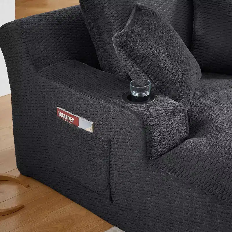Divano Letto Oversize in Pelliccia Sintetica con 2 Cuscini, Moderna Chaise Longue per Soggiorno o Appartamento, Nessun Montaggio-Panipeachy