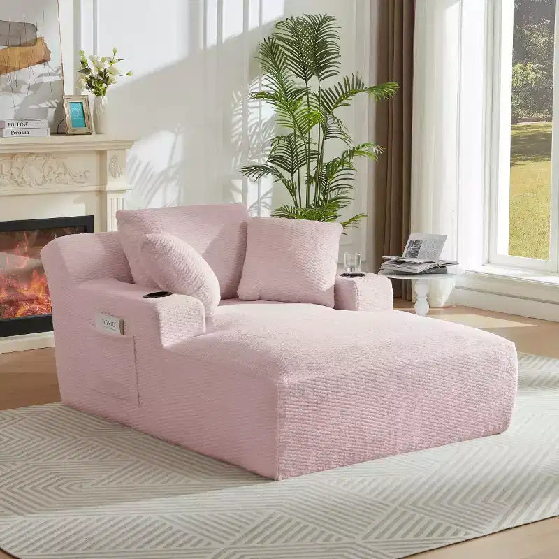 Divano Letto Oversize in Pelliccia Sintetica con 2 Cuscini, Moderna Chaise Longue per Soggiorno o Appartamento, Nessun Montaggio-Panipeachy
