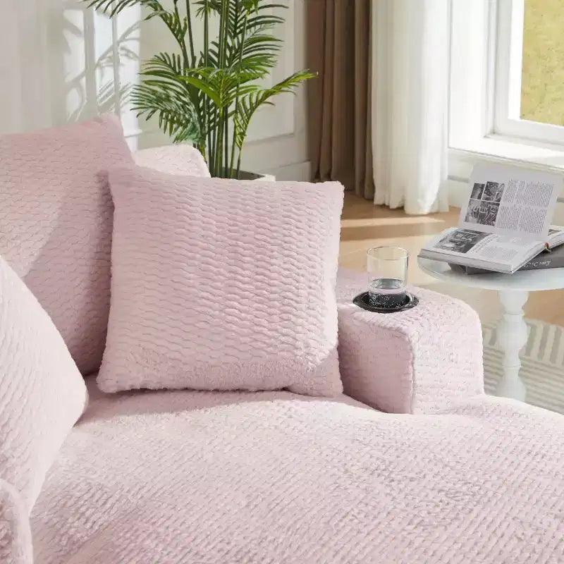 Divano Letto Oversize in Pelliccia Sintetica con 2 Cuscini, Moderna Chaise Longue per Soggiorno o Appartamento, Nessun Montaggio-Panipeachy
