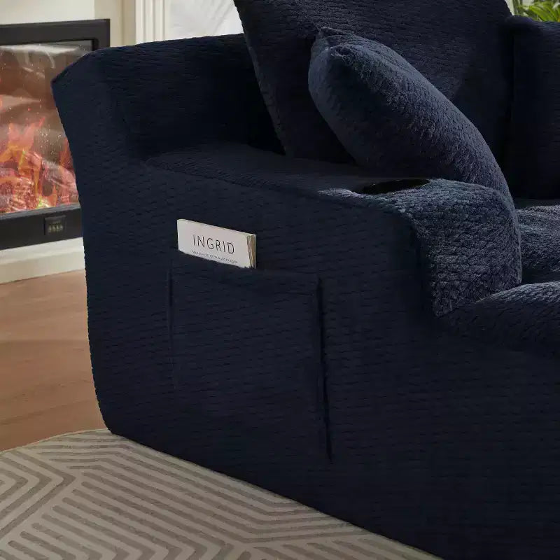 Divano Letto Oversize in Pelliccia Sintetica con 2 Cuscini, Moderna Chaise Longue per Soggiorno o Appartamento, Nessun Montaggio-Panipeachy