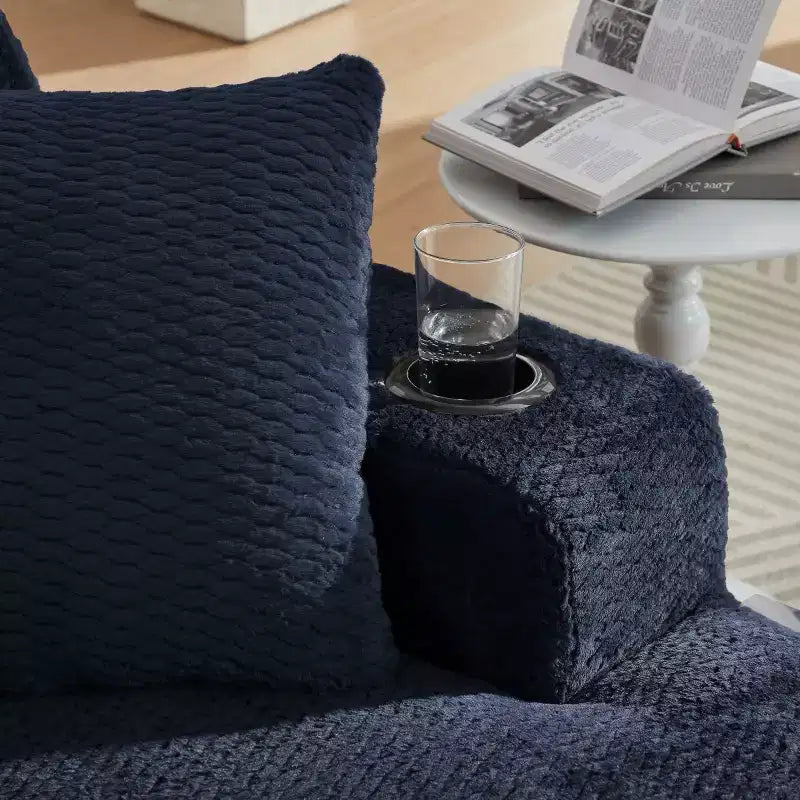 Divano Letto Oversize in Pelliccia Sintetica con 2 Cuscini, Moderna Chaise Longue per Soggiorno o Appartamento, Nessun Montaggio-Panipeachy