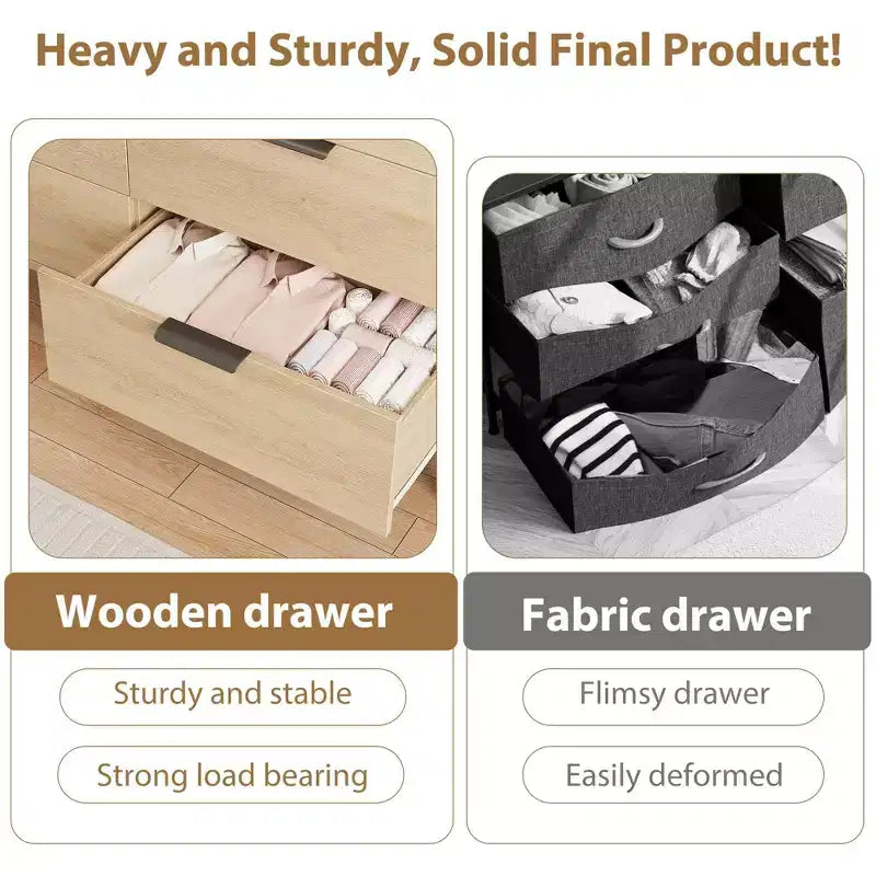 Comò moderno a 6 cassetti con prese di corrente, cassettiera per armadio, organizzatore verticale alto con piedini regolabili per camera da letto, soggiorno, ingresso