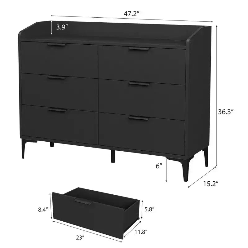Comò moderno a 6 cassetti con prese di corrente, cassettiera per armadio, organizzatore verticale alto con piedini regolabili per camera da letto, soggiorno, ingresso