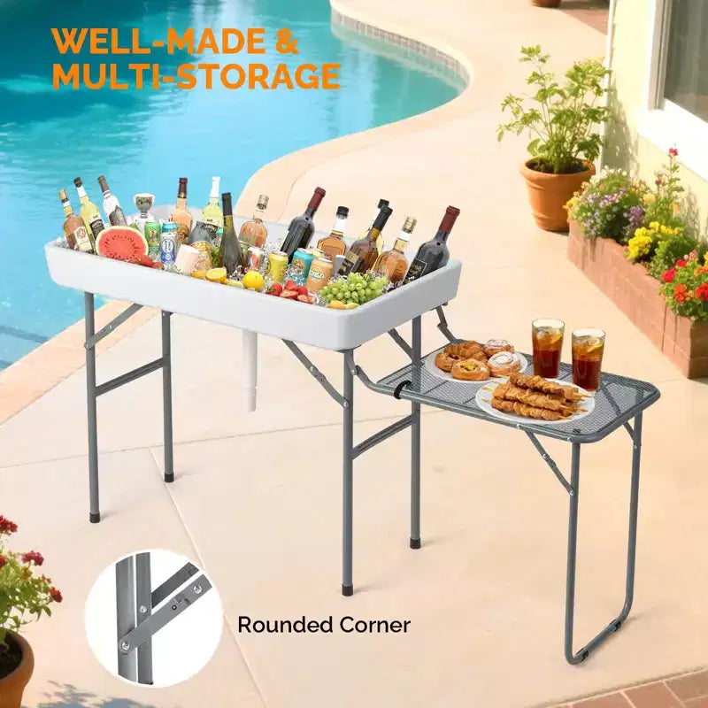 Tavolo da Esterno Rettangolare Bianco in HDPE Karl Home con Ripiano Allungabile