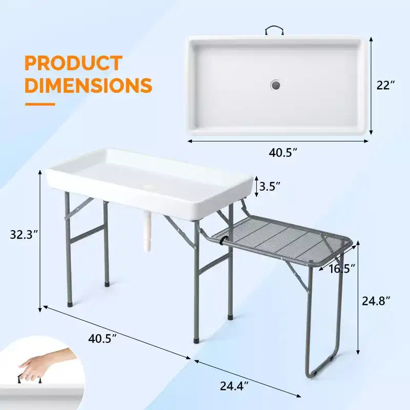 Tavolo da Esterno Rettangolare Bianco in HDPE Karl Home con Ripiano Allungabile