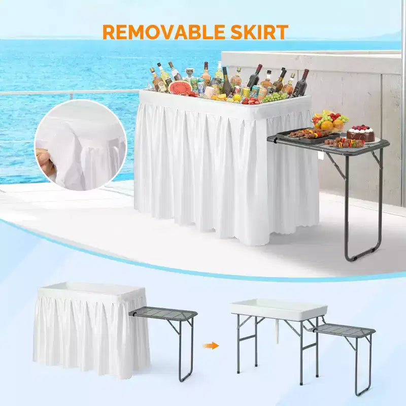 Tavolo da Esterno Rettangolare Bianco in HDPE Karl Home con Ripiano Allungabile