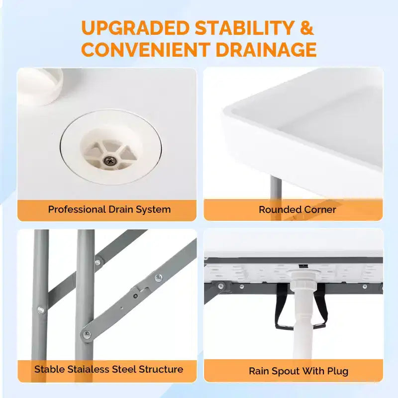 Tavolo da Esterno Rettangolare Bianco in HDPE Karl Home con Ripiano Allungabile