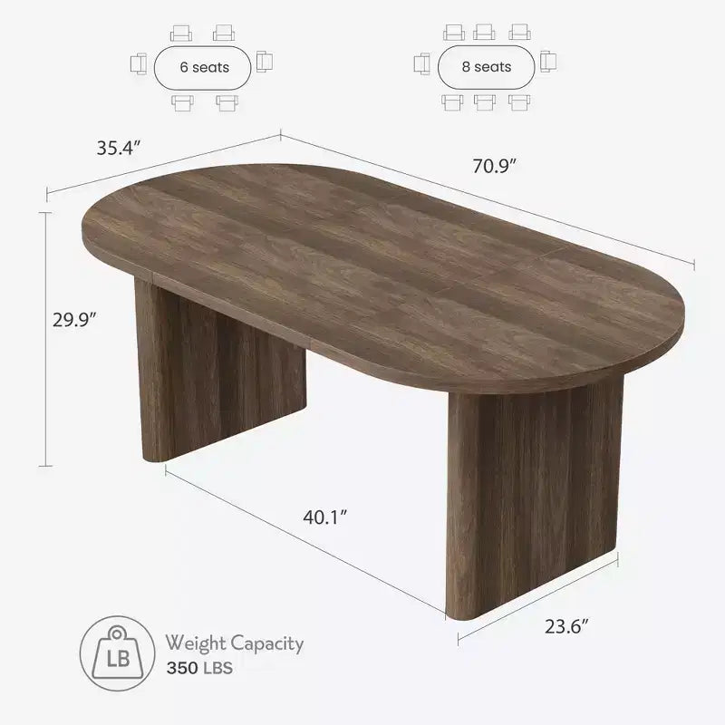 Tavolo da Pranzo Ovale da 70,8 Pollici per 6-8 Persone, Tavolo da Cucina Lungo e Grande con Base Spessa e Robusta in Legno, Tavolo da Pranzo in Stile Rustico per Cucina, Soggiorno
