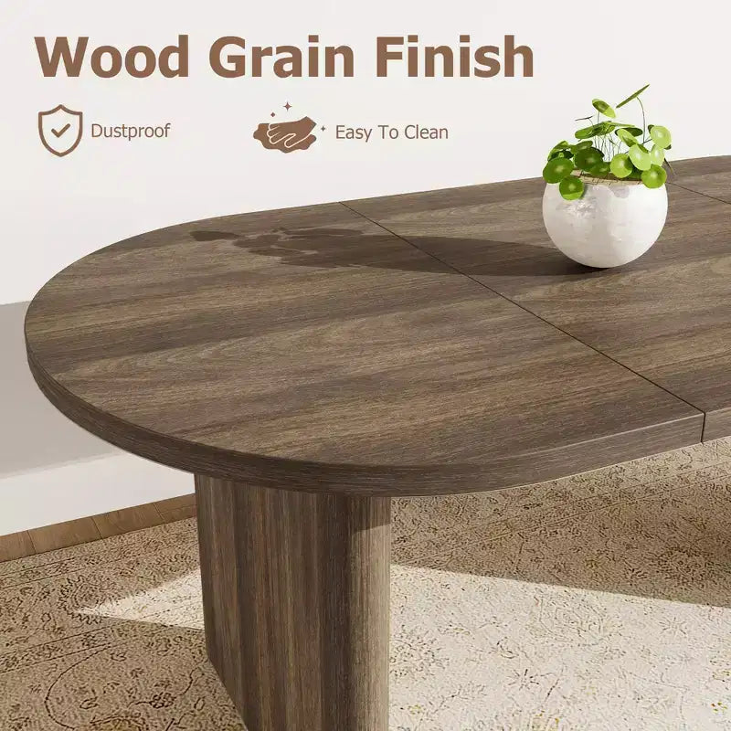 Tavolo da Pranzo Ovale da 70,8 Pollici per 6-8 Persone, Tavolo da Cucina Lungo e Grande con Base Spessa e Robusta in Legno, Tavolo da Pranzo in Stile Rustico per Cucina, Soggiorno
