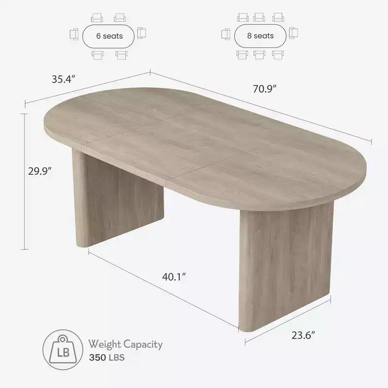 Tavolo da Pranzo Ovale da 70,8 Pollici per 6-8 Persone, Tavolo da Cucina Lungo e Grande con Base Spessa e Robusta in Legno, Tavolo da Pranzo in Stile Rustico per Cucina, Soggiorno