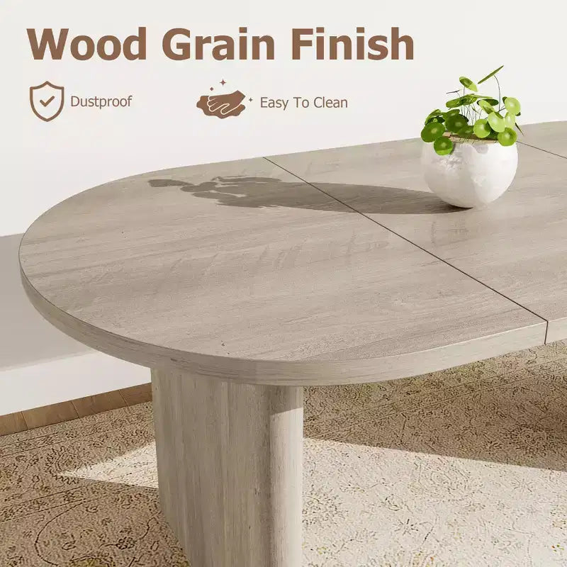Tavolo da Pranzo Ovale da 70,8 Pollici per 6-8 Persone, Tavolo da Cucina Lungo e Grande con Base Spessa e Robusta in Legno, Tavolo da Pranzo in Stile Rustico per Cucina, Soggiorno