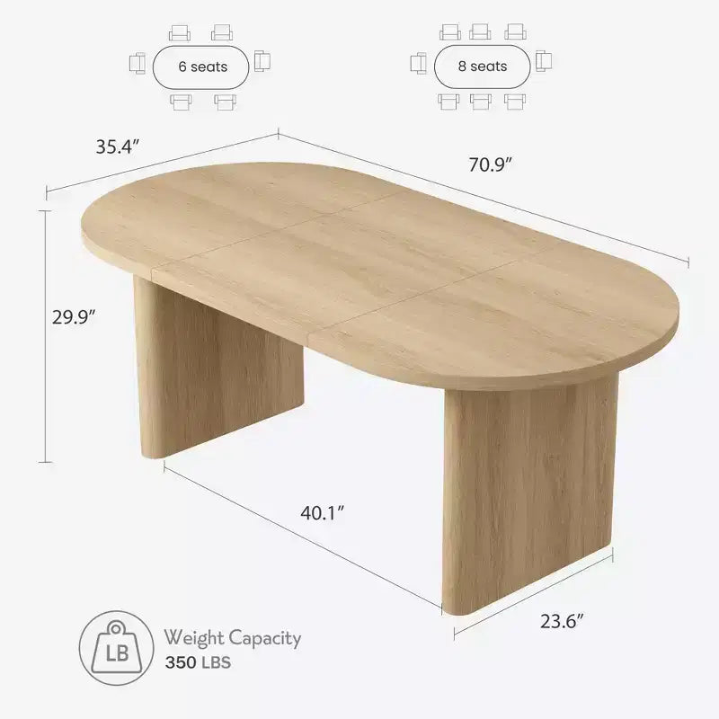Tavolo da Pranzo Ovale da 70,8 Pollici per 6-8 Persone, Tavolo da Cucina Lungo e Grande con Base Spessa e Robusta in Legno, Tavolo da Pranzo in Stile Rustico per Cucina, Soggiorno