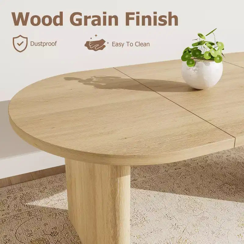 Tavolo da Pranzo Ovale da 70,8 Pollici per 6-8 Persone, Tavolo da Cucina Lungo e Grande con Base Spessa e Robusta in Legno, Tavolo da Pranzo in Stile Rustico per Cucina, Soggiorno