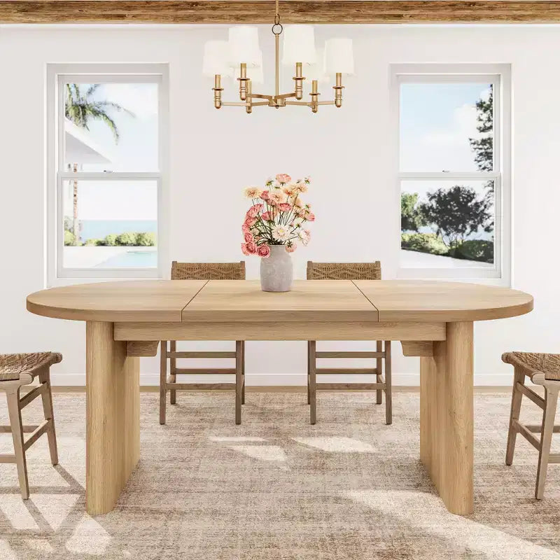 Tavolo da Pranzo Ovale da 70,8 Pollici per 6-8 Persone, Tavolo da Cucina Lungo e Grande con Base Spessa e Robusta in Legno, Tavolo da Pranzo in Stile Rustico per Cucina, Soggiorno