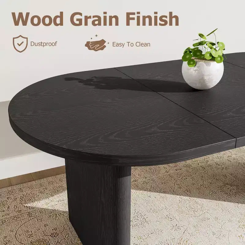 Tavolo da Pranzo Ovale da 70,8 Pollici per 6-8 Persone, Tavolo da Cucina Lungo e Grande con Base Spessa e Robusta in Legno, Tavolo da Pranzo in Stile Rustico per Cucina, Soggiorno
