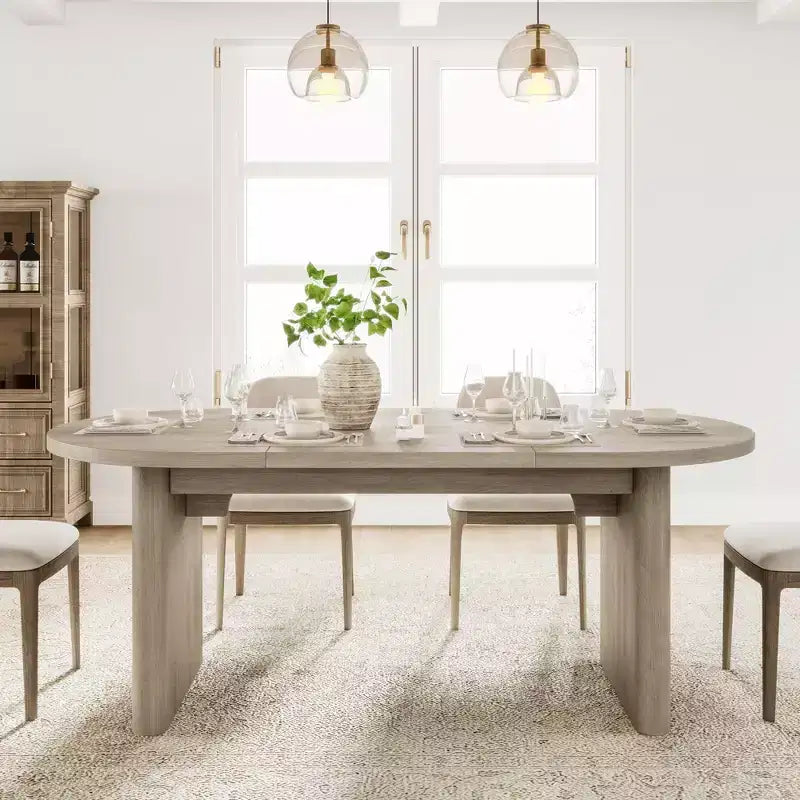 Tavolo da Pranzo Ovale da 70,8 Pollici per 6-8 Persone, Tavolo da Cucina Lungo e Grande con Base Spessa e Robusta in Legno, Tavolo da Pranzo in Stile Rustico per Cucina, Soggiorno