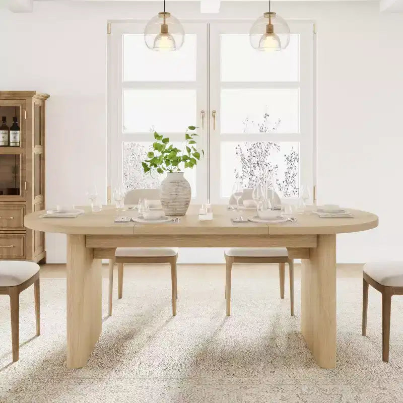 Tavolo da Pranzo Ovale da 70,8 Pollici per 6-8 Persone, Tavolo da Cucina Lungo e Grande con Base Spessa e Robusta in Legno, Tavolo da Pranzo in Stile Rustico per Cucina, Soggiorno