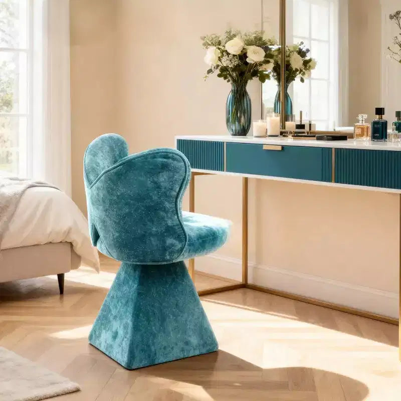 Sedia Girevole Moderna a 360° con Schienale a Farfalla, Sedia Imbottita da Toeletta e Sgabello Trucco per Camera da Letto, Sala da Pranzo o Soggiorno-Panipeachy