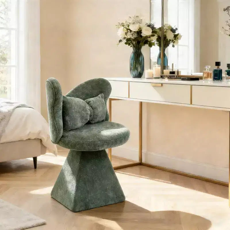 Sedia Girevole Moderna a 360° con Schienale a Farfalla, Sedia Imbottita da Toeletta e Sgabello Trucco per Camera da Letto, Sala da Pranzo o Soggiorno-Panipeachy