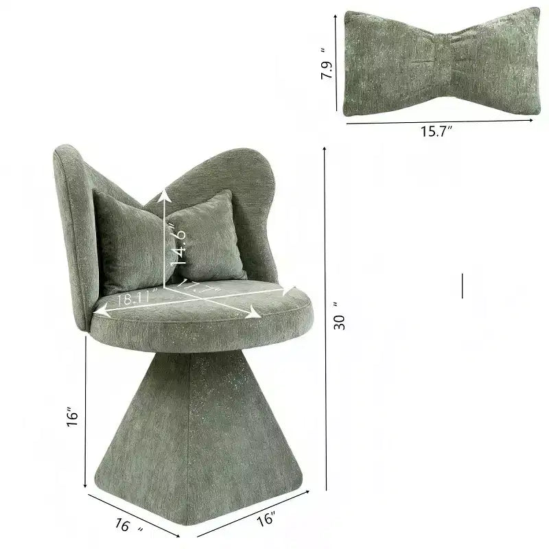 Sedia Girevole Moderna a 360° con Schienale a Farfalla, Sedia Imbottita da Toeletta e Sgabello Trucco per Camera da Letto, Sala da Pranzo o Soggiorno-Panipeachy