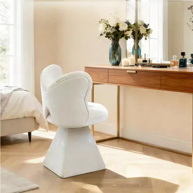 Sedia Girevole Moderna a 360° con Schienale a Farfalla, Sedia Imbottita da Toeletta e Sgabello Trucco per Camera da Letto, Sala da Pranzo o Soggiorno-Panipeachy