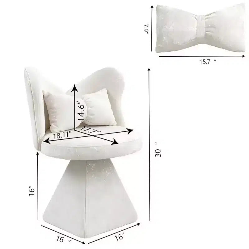 Sedia Girevole Moderna a 360° con Schienale a Farfalla, Sedia Imbottita da Toeletta e Sgabello Trucco per Camera da Letto, Sala da Pranzo o Soggiorno-Panipeachy