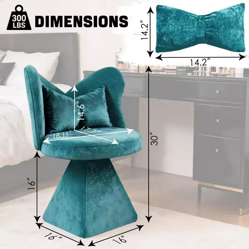 Sedia Girevole Moderna a 360° con Schienale a Farfalla, Sedia Imbottita da Toeletta e Sgabello Trucco per Camera da Letto, Sala da Pranzo o Soggiorno-Panipeachy