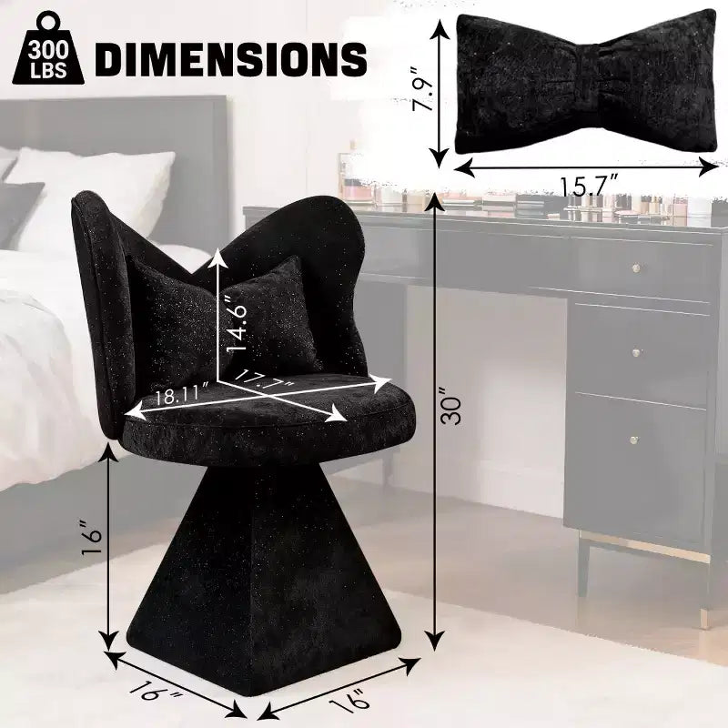 Sedia Girevole Moderna a 360° con Schienale a Farfalla, Sedia Imbottita da Toeletta e Sgabello Trucco per Camera da Letto, Sala da Pranzo o Soggiorno-Panipeachy