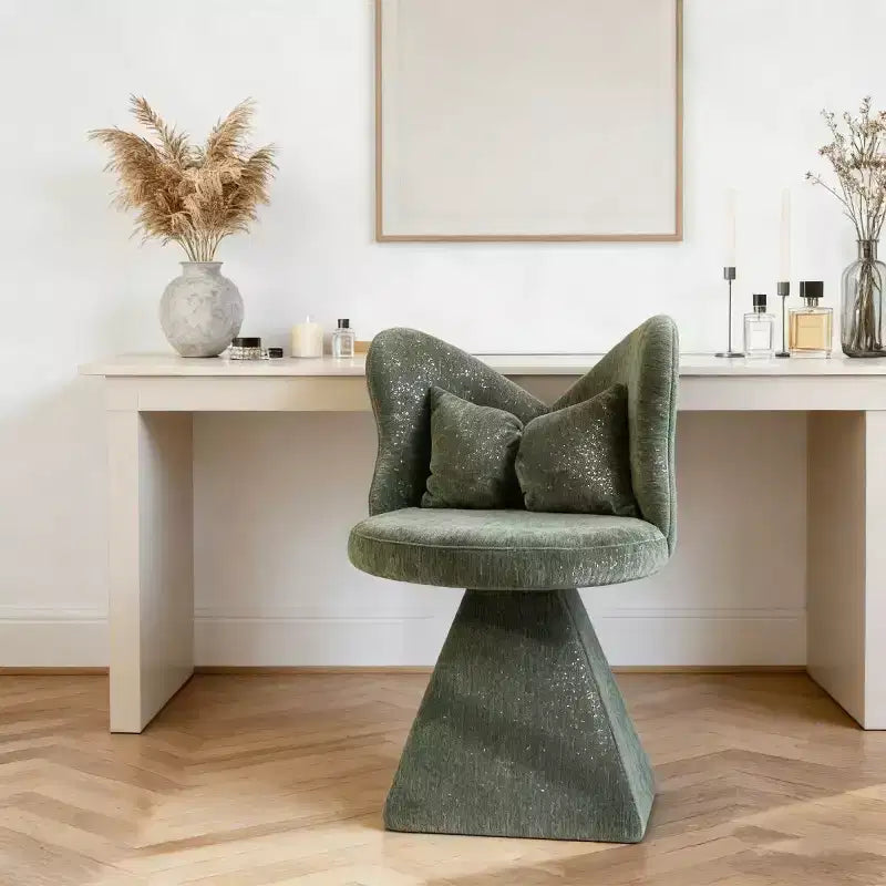 Sedia Girevole Moderna a 360° con Schienale a Farfalla, Sedia Imbottita da Toeletta e Sgabello Trucco per Camera da Letto, Sala da Pranzo o Soggiorno-Panipeachy