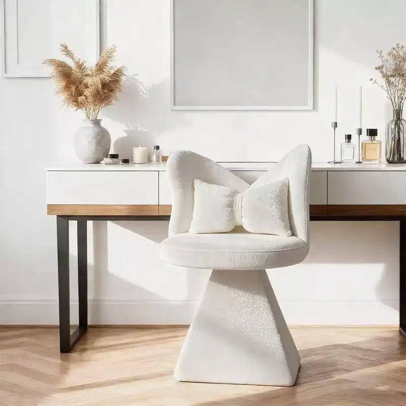 Sedia Girevole Moderna a 360° con Schienale a Farfalla, Sedia Imbottita da Toeletta e Sgabello Trucco per Camera da Letto, Sala da Pranzo o Soggiorno-Panipeachy