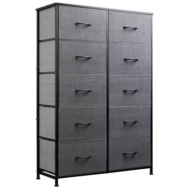 Cassettiera in Metallo con 10 Cassetti, Scomparti per Tessuti, Armadio Moderno Industriale per Camera da Letto, Cabina Armadio, Soggiorno, Corridoio e Dormitorio