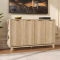 Fluted Sideboard Cabinet, 55'' Buffet Cabinet, Modern Fluted Storage Cabinet with Adjustable Shelves, Accent Sideboard for Kitchen, Living Room